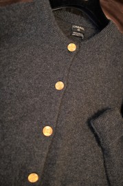 Vintage Chanel Grey Cashmere Cardigan Size M