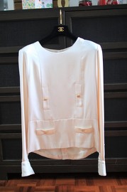 Vintage Chanel Champagne SIlk Blouse FR36/38 80s