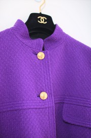 Vintage Chanel Purple Wool Coat from 80s