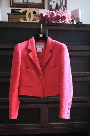 Vintage Chanel Fuschia Wool Jacket FR34 1996