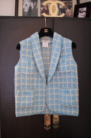 Vintage Chanel Baby Blue Wool Waistcoat FR34 1996