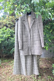 Vintage Chanel Grey Checks Suit Set With Matching Pants Rare FR36 1997