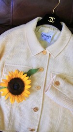 Vintage Chanel Light Yellow Wool Jacket FR36 1988