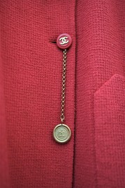 Vintage Chanel Raspberry Red Wool Blazer FR40 1993