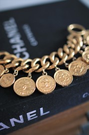 Vintage Chanel Coins Charms Bracelet 21cm In Length 90s