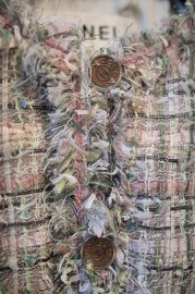 Pre Owned Chanel Tweed Spring Jacket with Floral Sequins Details FR34 2005