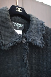 Vintage Chanel Black Fringe Jacket FR36 1998