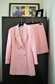 Vintage Chanel Pink Tweed Suit with Matching Skirt FR38 fits FR36 Gals 1997 Cruise Collection