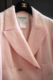 Vintage Chanel Baby Pink Tweed Blazer FR40 1998