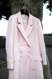 Vintage Chanel Pink Double Breasted Long Blazer 1997 FR40