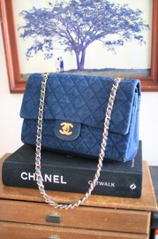 Beautiful Vintage Chanel Denim Medium Flap Bag Double/Single Chain 2.55 Style 25cm Wide 1989