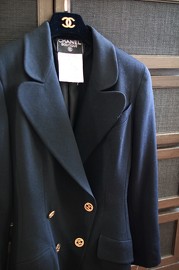 Vintage Chanel Black Double Breasted Blazer FR36 from 1993 Cruise Collection