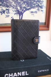 Authentic Vintage Chanel Agenda Black Caviar Leather Cover