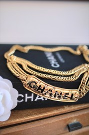 Vintage Chanel 4-chains Chain Belt with Cutout CHANEL Plate
