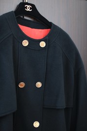Pretty Wool Coat from 80s FR38 with Red Graphic Lining