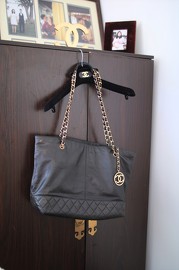 Vintage Chanel Black Tote Bag With Zip From 1990