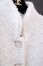 Pre Owned Chanel White Cotton Tweed Jacket FR38 2015