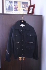 Vintage Chanel Black Denim Liked Jacket FR34 90s