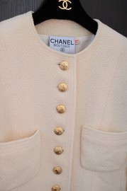 Vintage Chanel Ivory Set with Matching Skirt FR34 from 80s