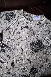 Vintage Chanel Grey X Black Silk Blouse FR38 from 1993