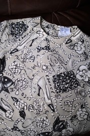 Vintage Chanel Grey X Black Silk Blouse FR38 from 1993