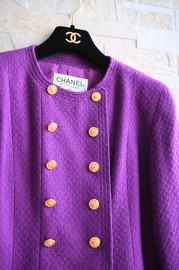 Vintage Chanel Purple Double Breasted Jacket FR38 Fits FR36 Gals from 1989