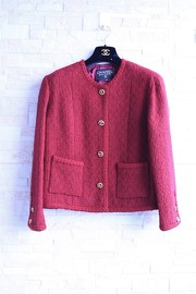 Vintage 80s Burgundy Tweed Skirt Suits FR42 Super Rare