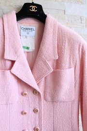 Vintage Chanel Baby Pink Tweed Set FR38 1996 - Mrs Vintage