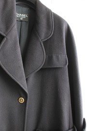 Chicest Vintage Chanel Black Cashmere Coat 1994 FR40/FR42